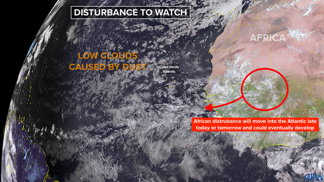 This satellite image shows an area to watch in the tropical Atlantic basin.