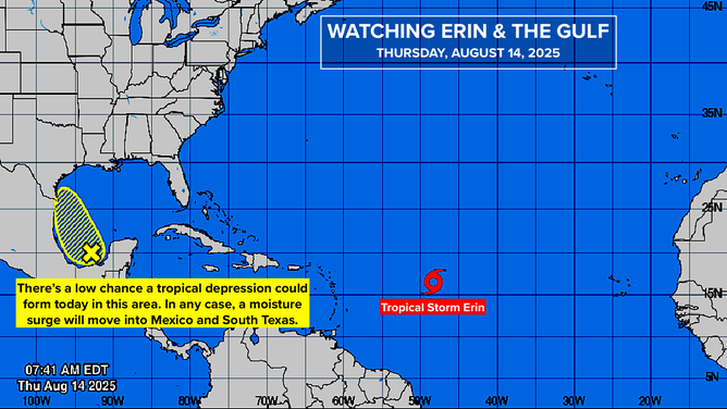 This graphic shows tropical activity in the Atlantic Basin.