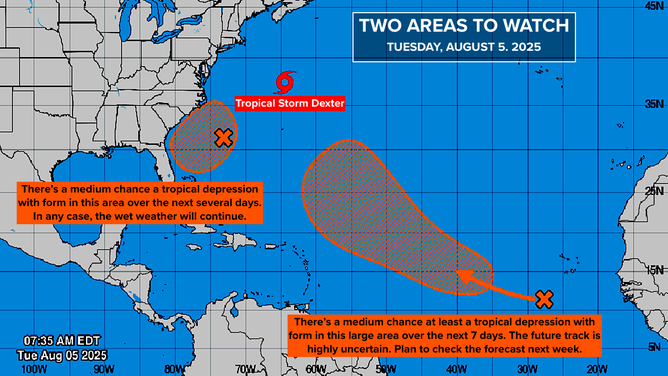 This graphic shows an overview of the tropics in the Atlantic Basin.