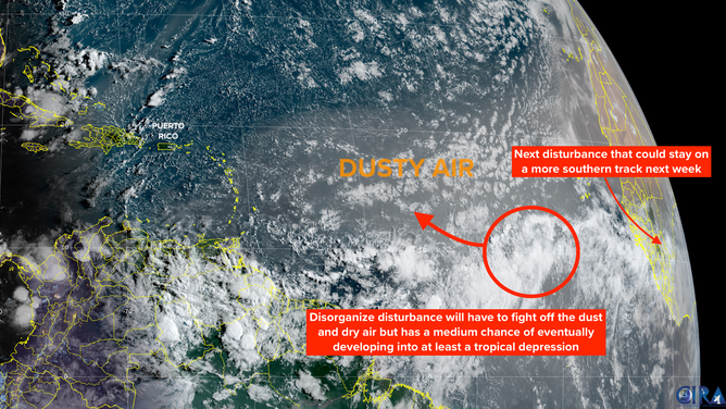 This satellite image shows the tropical Atlantic basin on Aug. 6, 2025.