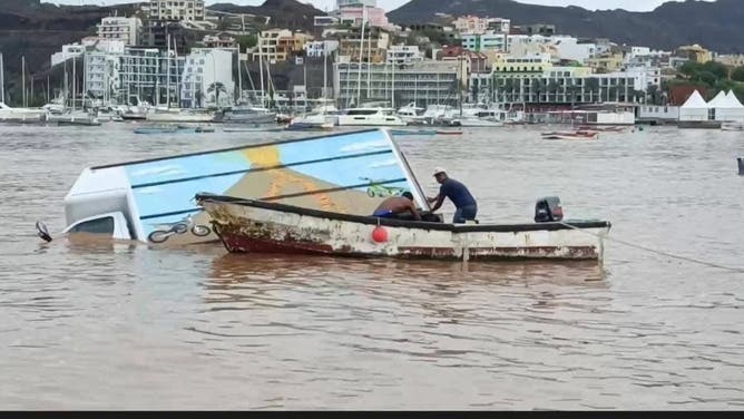 Flooding damage on the island of São Vicente, Cape Verde on Aug. 11, 2025.