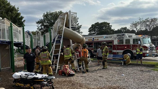 Rescuers on the playground.