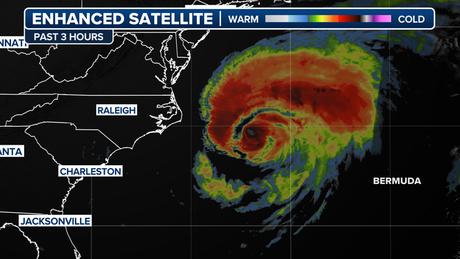 Satellite view of Hurricane Erin off the U.S. East Coast on Aug. 21, 2025.
