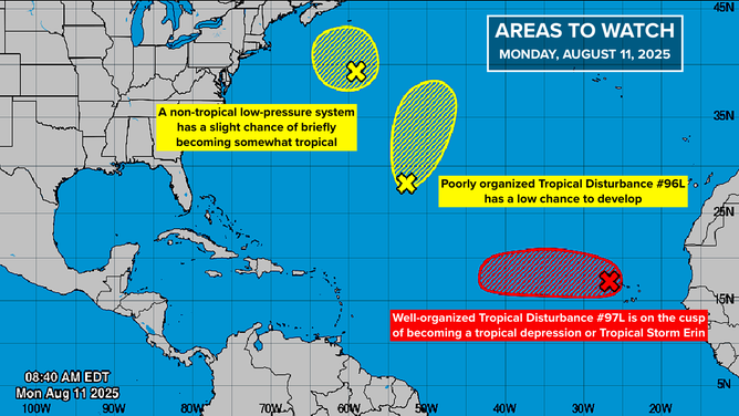 This image shows activity and development chances in the tropical Atlantic basin.
