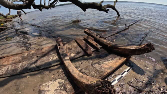 Remnants of the La Fortuna shipwreck in Brunswick County, North Carolina.