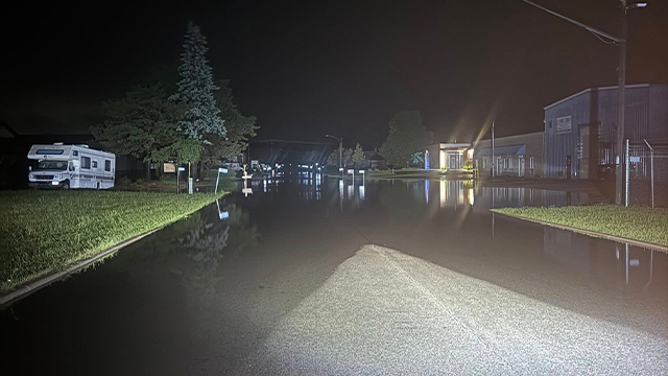 This image shows flooding that occurred in Big Bend, Wisconsin, on Aug. 9, 2025.