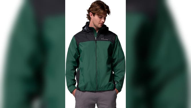 Man wering Columbia rain jacket