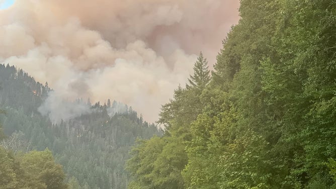 Dillon Fire burns in Six Rivers National Forest on August 26, 2025