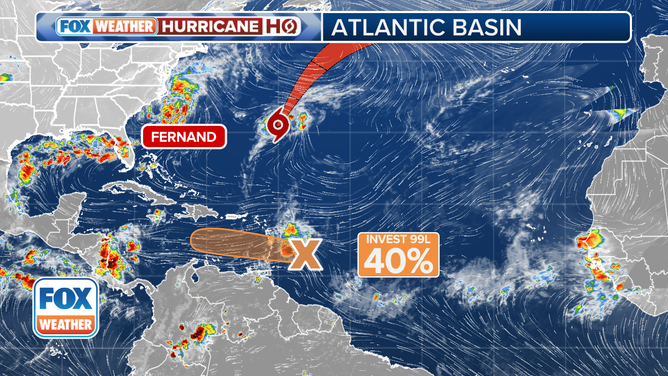 This graphic provides an overview of the tropical Atlantic basin on Aug. 24, 2025.