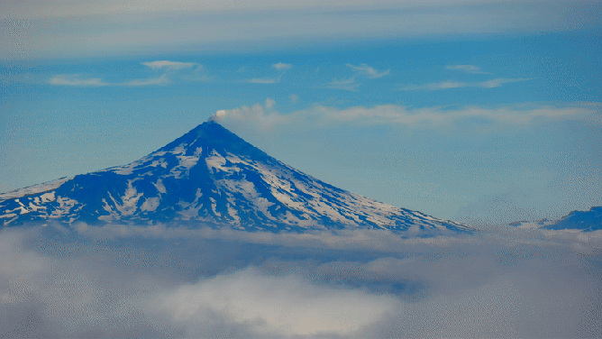 Steam emitting from Shishaldin on Aug. 20, 2025.