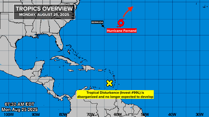 This graphic provides an overview of the tropical Atlantic basin on Aug. 25, 2025.