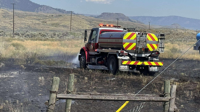 Burned ground after a fire in Ashcroft, BC, Canada.