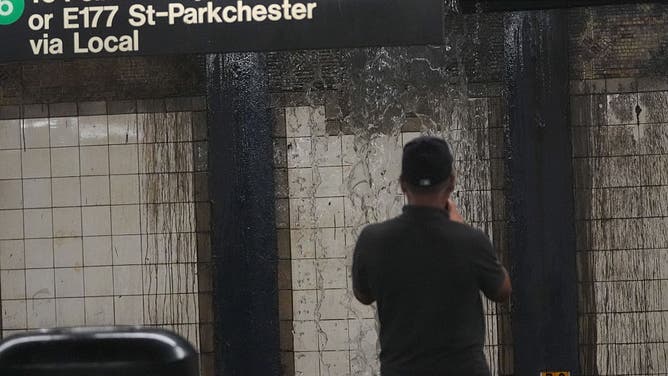 NEW YORK, UNITED STATES - JULY 31: Torrential rain caused flooding in several New York City subway stations, particularly affecting parts of the 6 line in New York City, United States, on July 31, 2025.