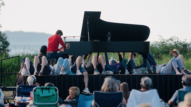 Hunter Noack plays at the Golden Gardens Park in Washington.