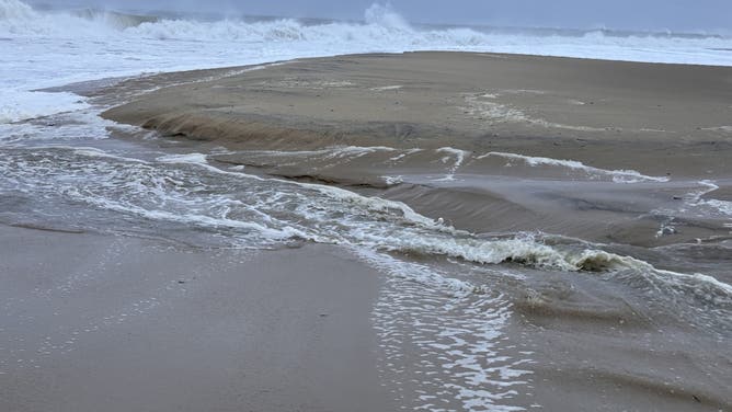 Rough surf in Ocean City, Maryland on Aug. 21, 2025 due to Hurricane Erin.