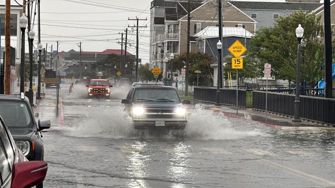 Flooding caused by Hurricane Erin in Ocean City, Maryland Thursday evening, August 21, 2025.