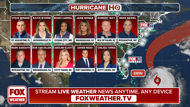 Stay with FOX Weather for continuing coverage of Hurricane Erin this week.