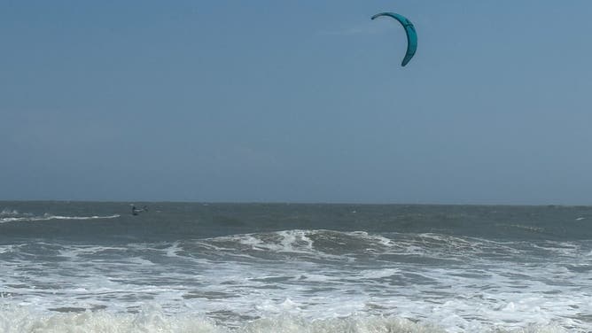Surf along the beaches near Isle of Palms, South Carolina on Aug. 19, 2025 ahead of Hurricane Erin's major coastal impacts.