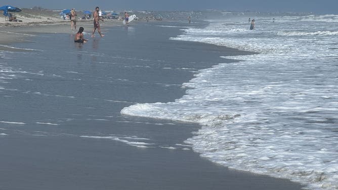 Surf along the beaches near Isle of Palms, South Carolina on Aug. 19, 2025 ahead of Hurricane Erin's major coastal impacts.