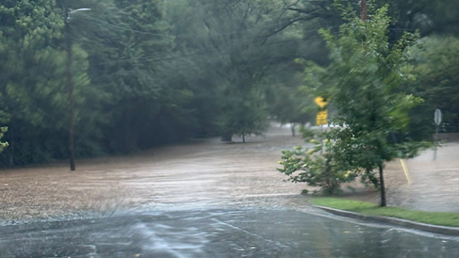This image shows flash flooding that occurred in Charlotte, North Carolina, on Aug. 5, 2025.