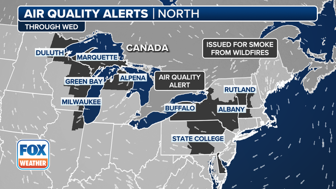 This graphic shows Air Quality Alerts on Wednesday, Aug. 6, 2025.