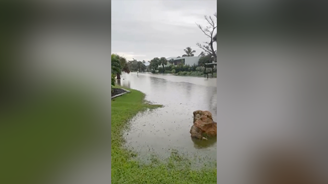 This image shows flooding that occurred in Sanibel, Florida, on Aug. 10, 2025.
