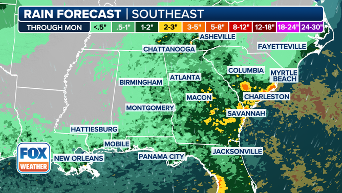 Southeast Rain Forecast