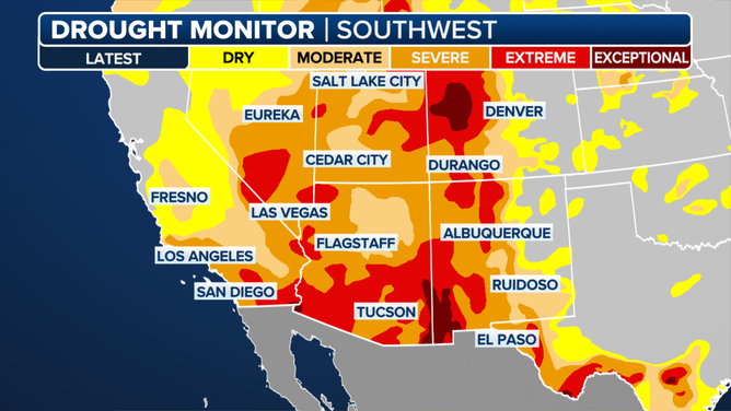 This graphic shows the existent drought concern successful the occidental U.S.