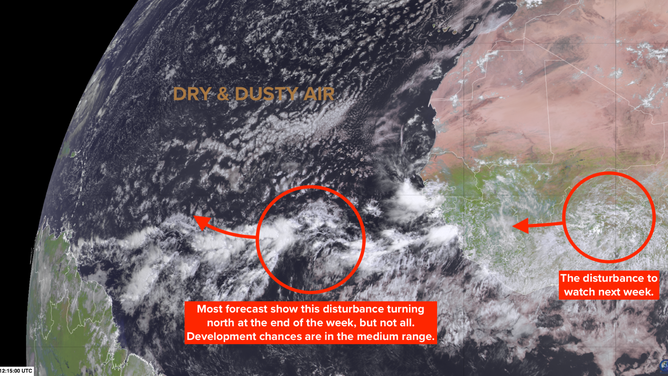 This is satellite imagery of disturbances just off and over Africa.