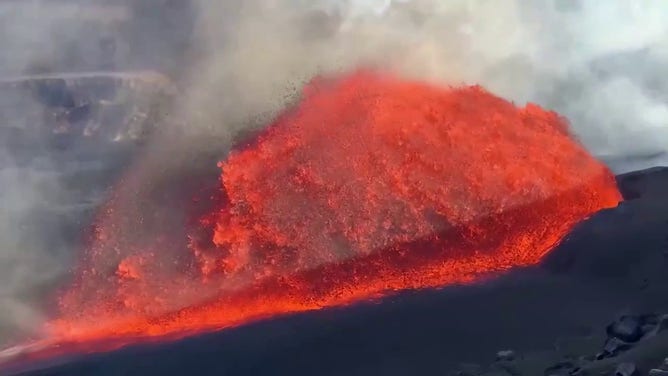 Lava is seen shooting from Hawaii's Kilauea volcano during the 31st eruptive occurrence  successful  August, 2025.