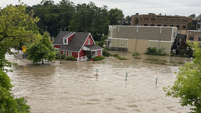 This image shows extensive flooding that occurred in Wauwatosa, Wisconsin, on Aug. 10, 2025.