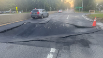 Images show road collapse in New York after heavy rain
