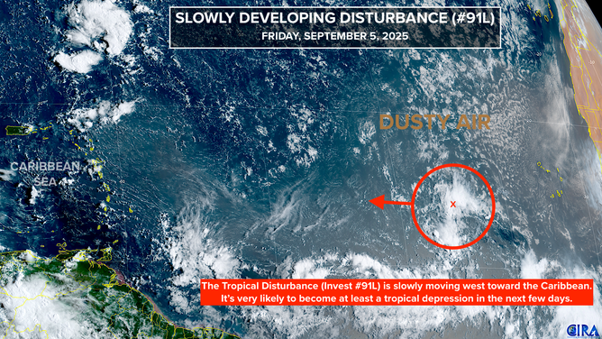 This is satellite imagery of Invest 91L.