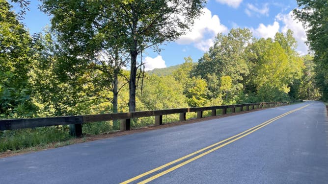Newly reopened section of the Blue Ridge Parkway, located near milepost 380 in Asheville, North Carolina.