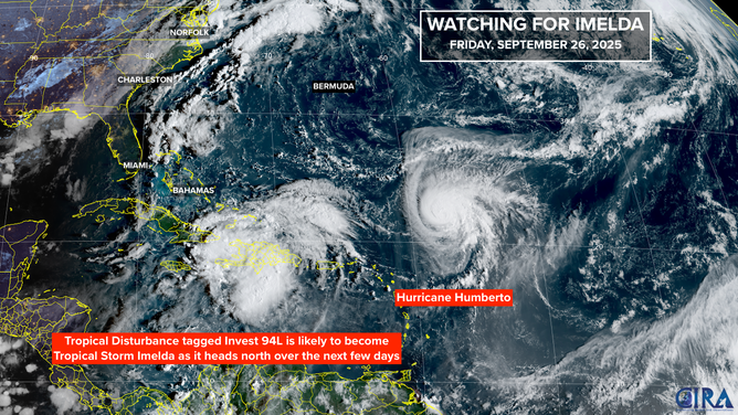 Satellite view of the Atlantic on Sept. 26, 2025.