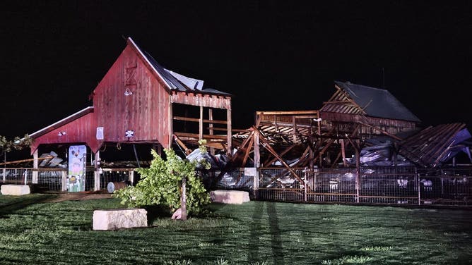 Structural damage reported in Gunter, Texas after storms.