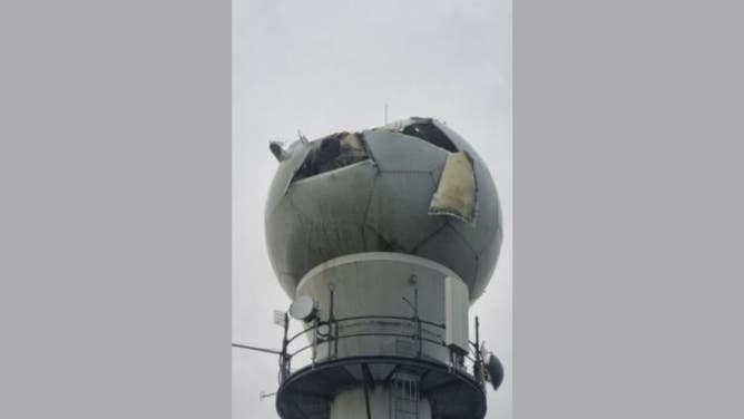 A view of the destroyed radar from the ground.