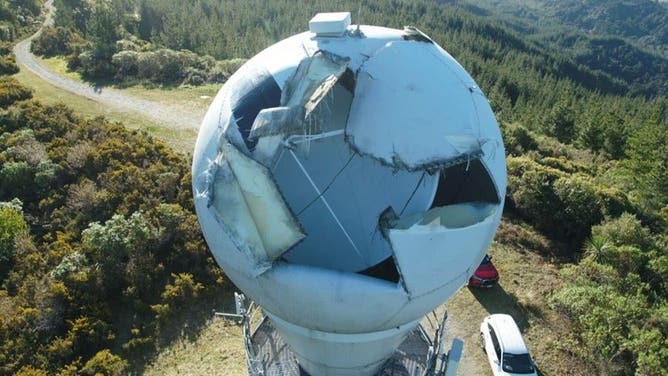 The destroyed radar in New Zealand.