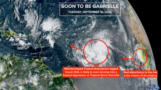 This satellite image provides additional information on Invest 92L in the Atlantic.