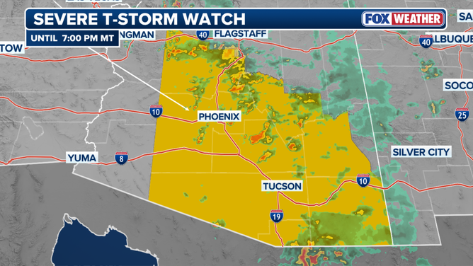 Severe Thunderstorm Watch issued for counties in Arizona on 9/26/2025.