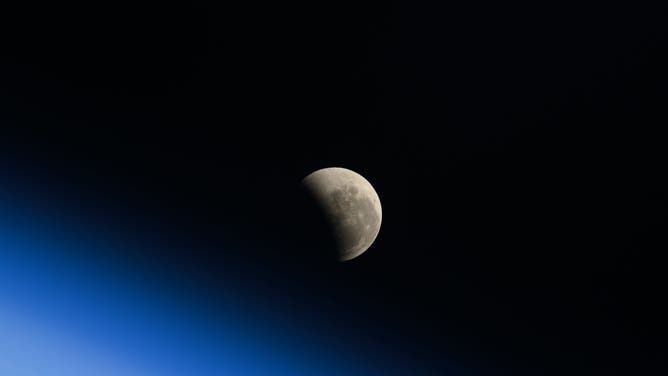 A partial lunar eclipse seen from the International Space Station.