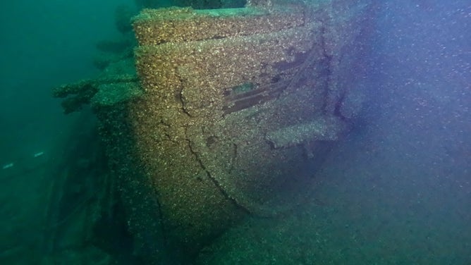 Photo of the F.J. King on the floor of Lake Michigan.