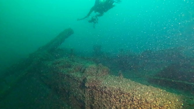 Photo of the F.J. King on the floor of Lake Michigan.