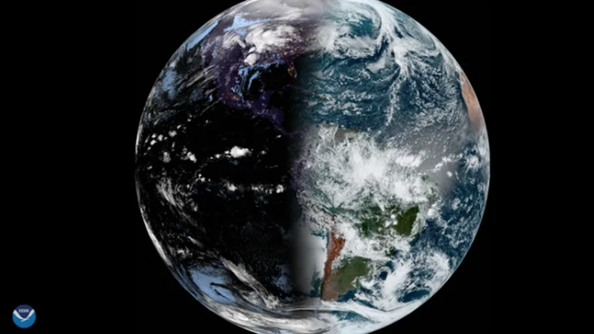 NOAA's GOES-16 satellite photo of Earth on the equinox.