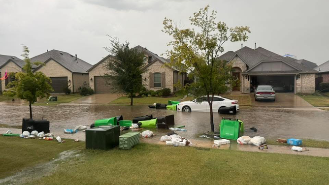 Storm damage in Aubrey, Texas