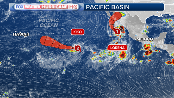 Two active hurricanes in the Pacific.