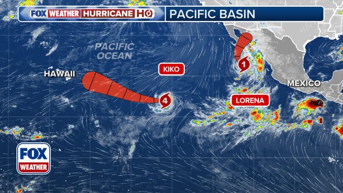 Hurricanes Kiko and Lorena in the Pacific.