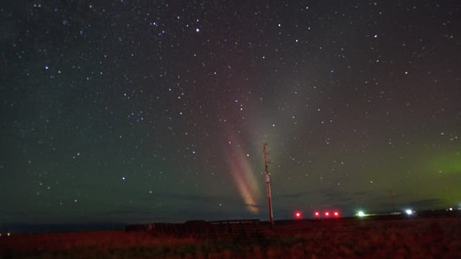 The Northern Lights seen from the National Weather Service in Riverton, Wyoming on Monday, Sept. 29, 2025.