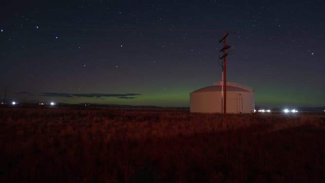 The Northern Lights seen from the National Weather Service in Riverton, Wyoming on Monday, Sept. 29, 2025.