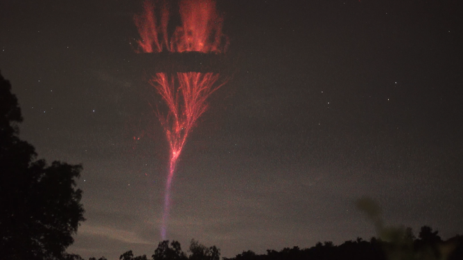 A slowed version of video showed the gigantic jet in full from the ground.